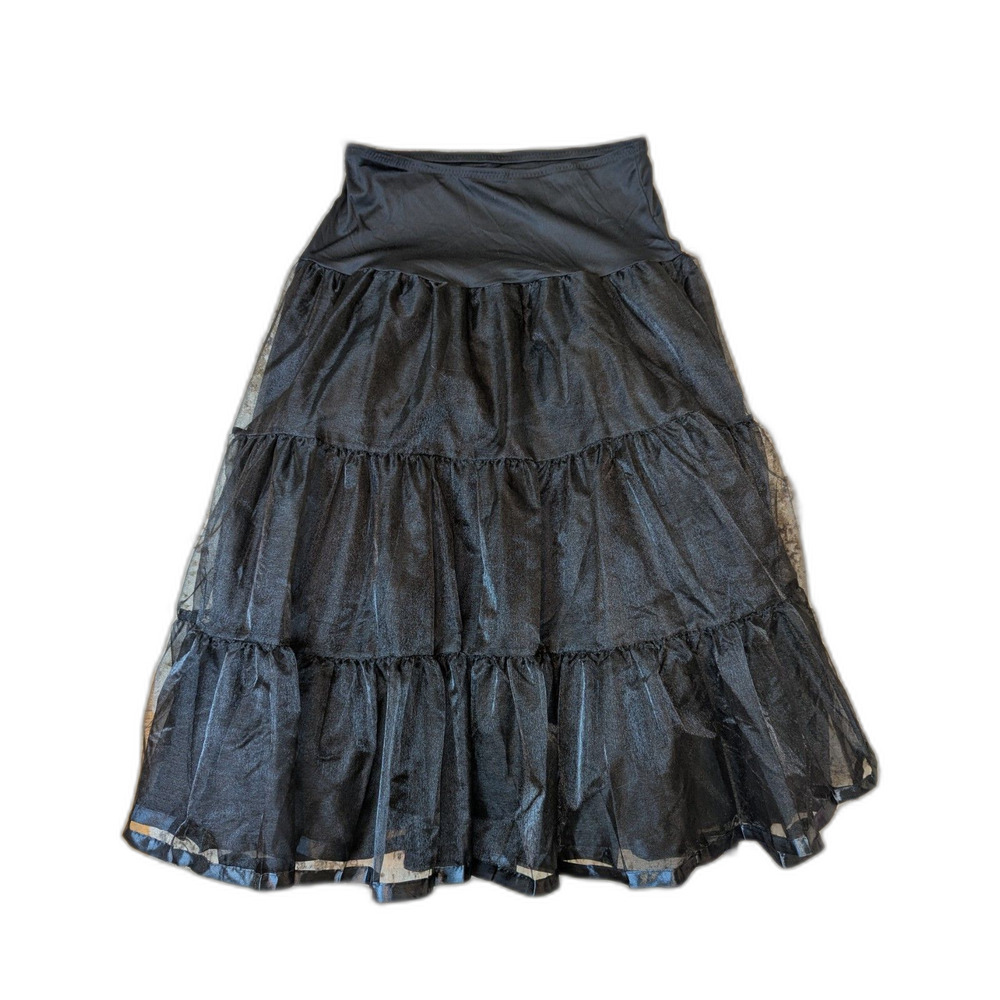 Tulle Skirt Double Layer Gypsy Can-Can Petticoat in Black